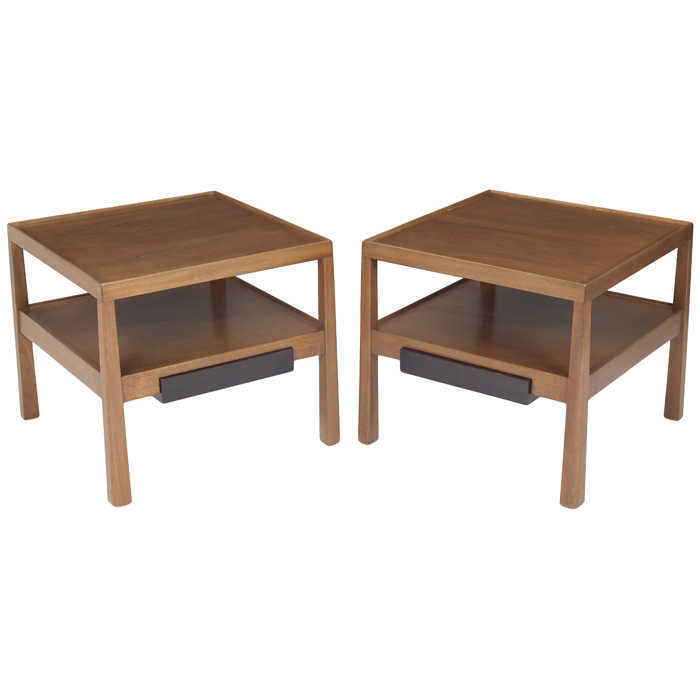 Appraisal: Edward Wormley tables pair by Dunbar mahogany square forms with