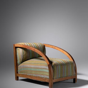 Appraisal: Paul T Frankl - Lounge Chair c mahogany upholstery H