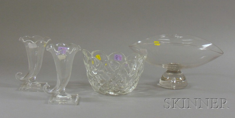 Appraisal: Pairpoint Attributed Colorless Glass Compote a Steuben Colorless Cut Glass