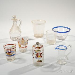 Appraisal: Eight Early Glass Items th century two blown tumblers and