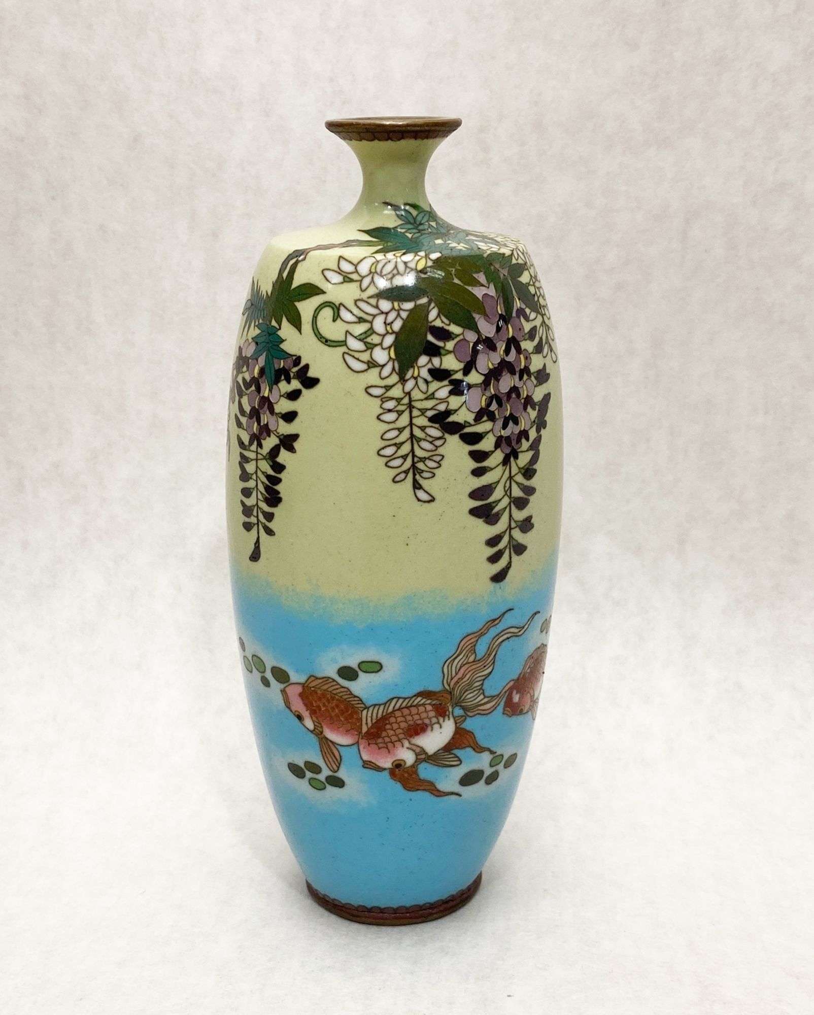 Appraisal: Japanese Meiji Period Cloisonne Fish Cabinet VaseMeiji Period tall at