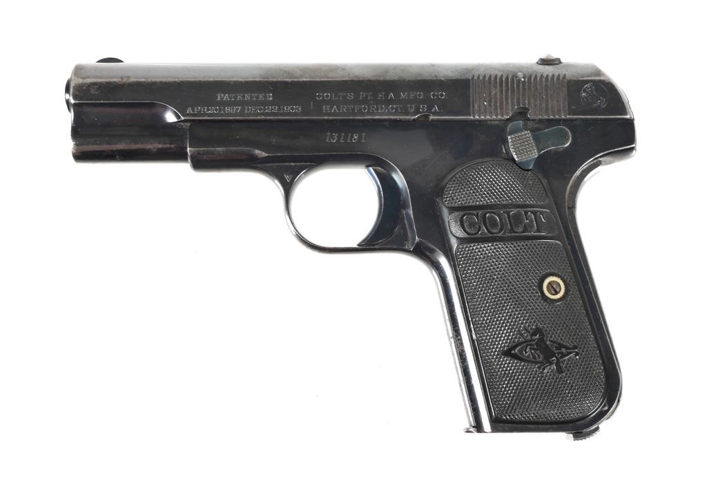 Appraisal: Colt model semi automatic hammerless pocket pistol Barrel measures Serial