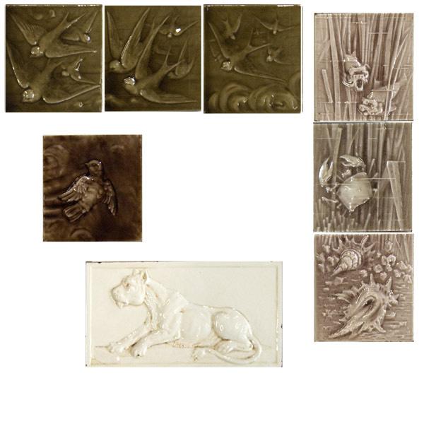 Appraisal: TILE GROUPING Eight assorted tiles with animal motifs by AETCo