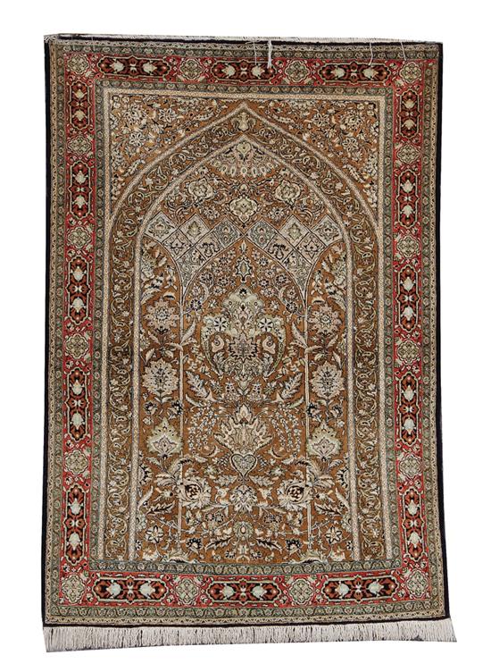 Appraisal: Persian Qum silk and wool Tabriz carpet ' x '