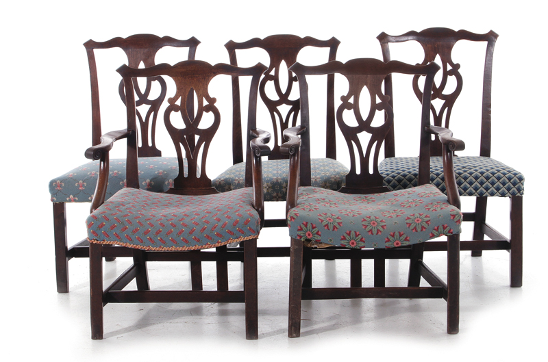 Appraisal: George III carved mahogany dining chairs circa in the Chinese