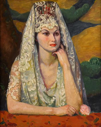 Appraisal: LOUIS KRONBERG american - THE WHITE MANTILLA Signed 'L Kronberg'