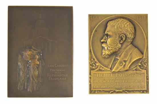 Appraisal: Two French Bronze Medals each of rectangular form comprising a