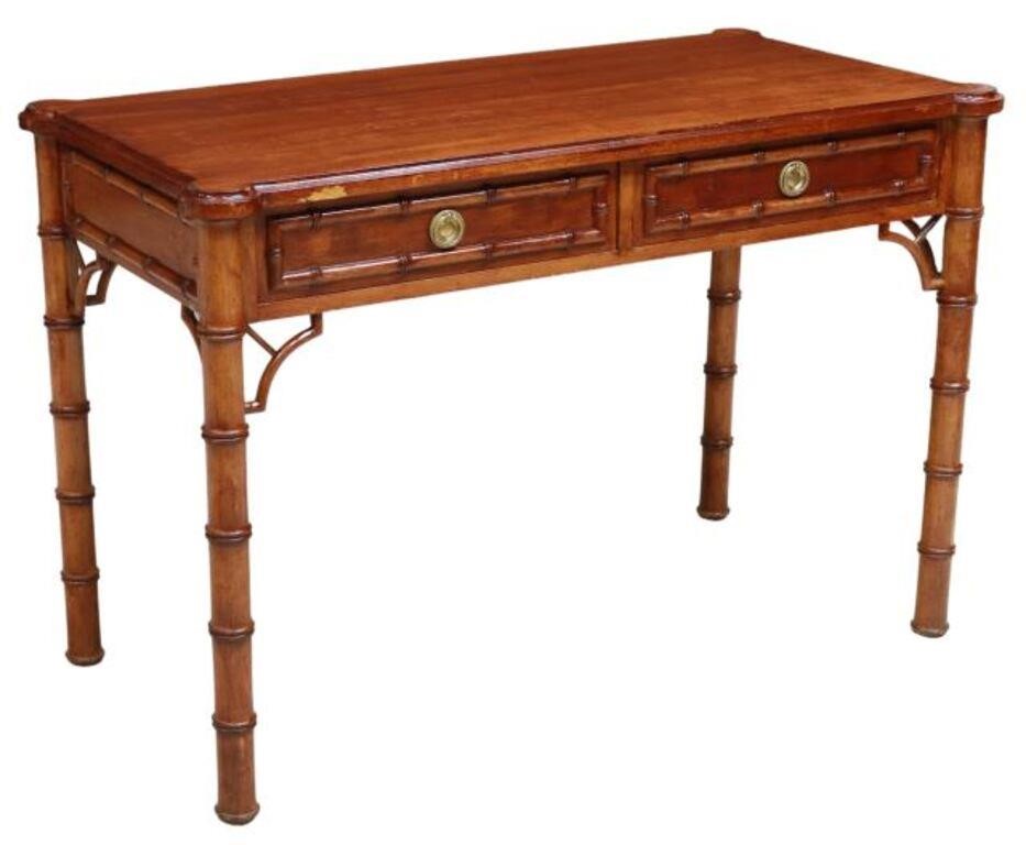 Appraisal: French faux bamboo writing desk th c rectangular top with