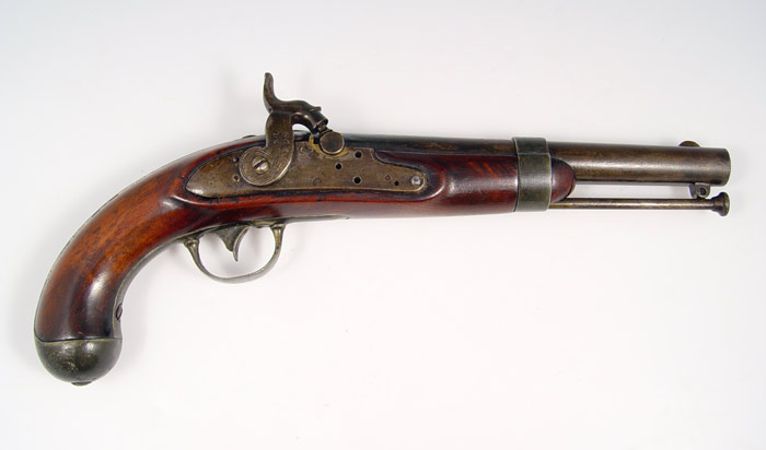 Appraisal: M R JOHNSON PERCUSSION PISTOL DATED Conversion from flintlock stamped