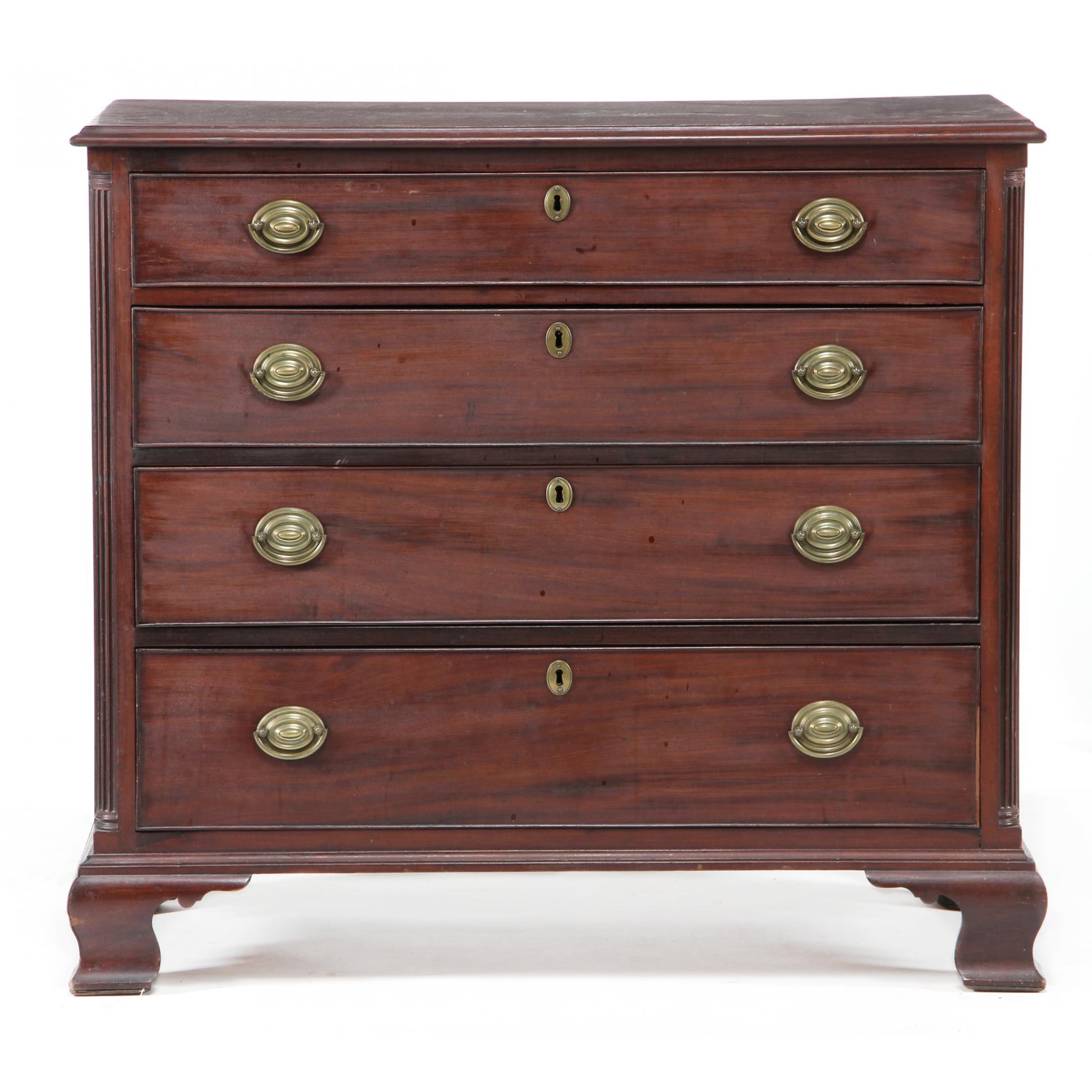 Appraisal: Philadelphia Chippendale Chest of Drawers circa mahogany mahogany veneer white