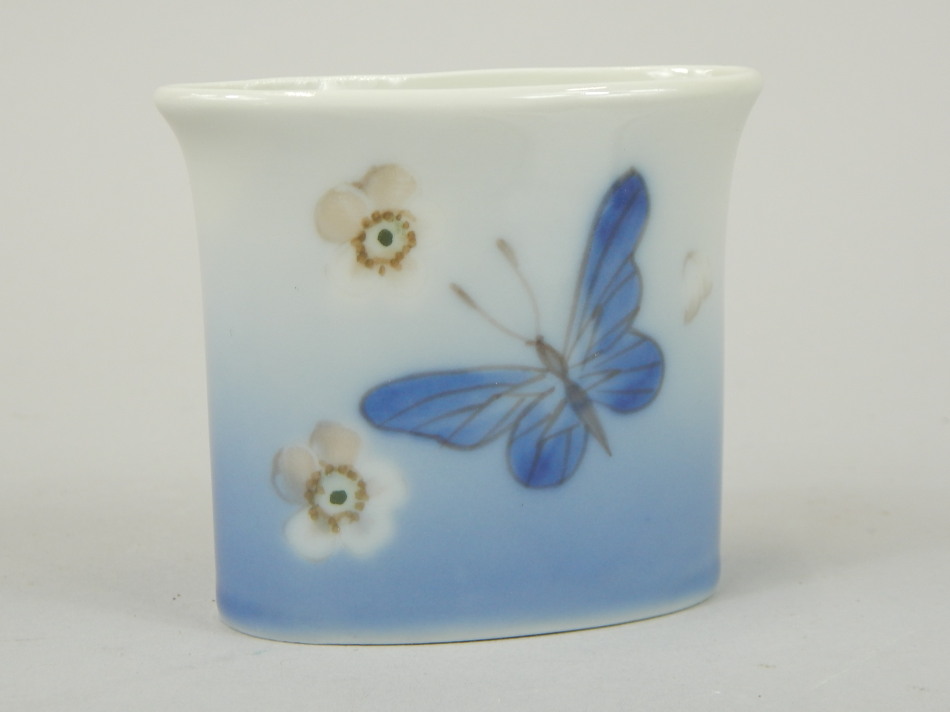 Appraisal: A Royal Copenhagen vase decorated with a butterfly number -