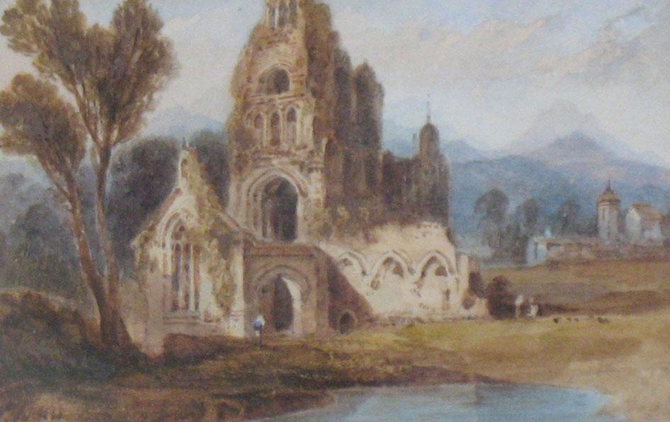 Appraisal: ENGLISH SCHOOL A ruined Abbey watercolour x and the companion