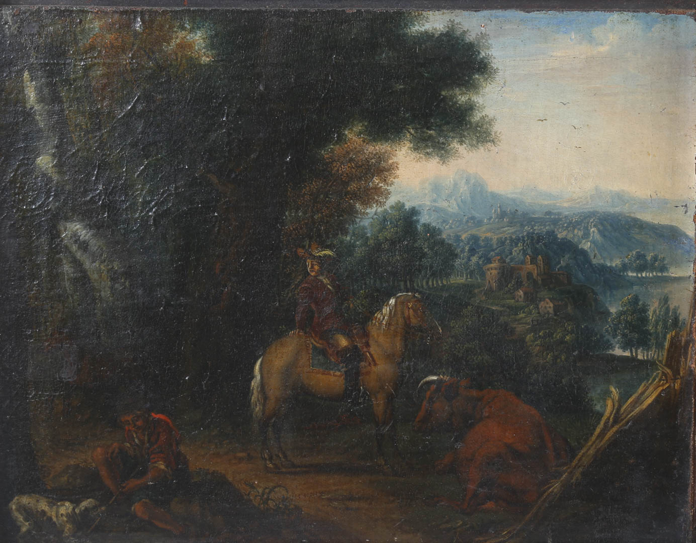 Appraisal: Continental School th c Landscape oil canvas Probably Dutch or