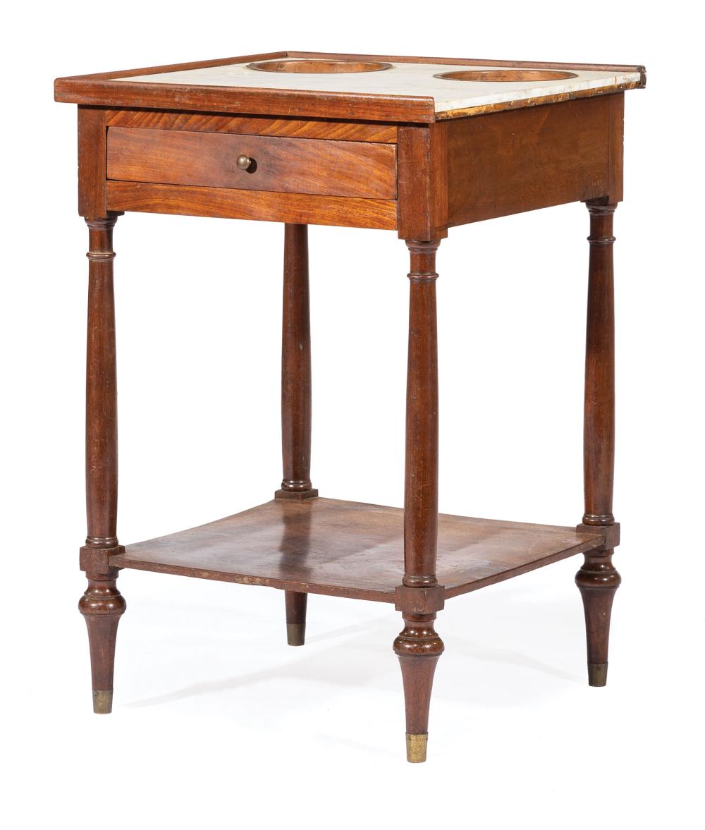 Appraisal: French Provincial Fruitwood Rafraichissoir early th c marble top copper