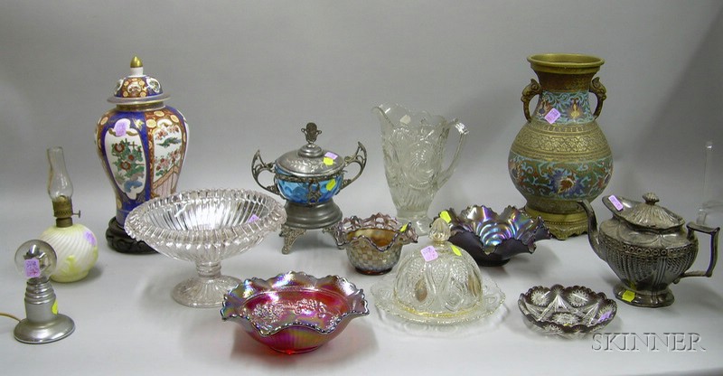 Appraisal: Ten Assorted Victorian and Other Art Glass Items and Three