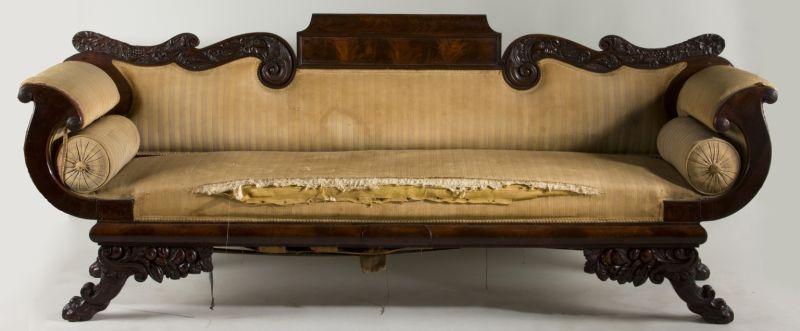 Appraisal: Fine American Classical Carved Sofa Philadelphia or New York mahogany