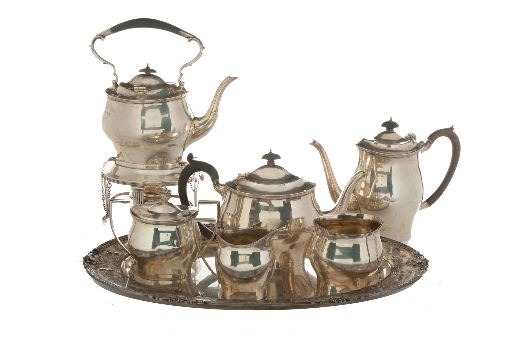 Appraisal: SIX-PIECE ENGLISH SILVER TEA AND COFFEE SERVICE Birmingham hallmarks for