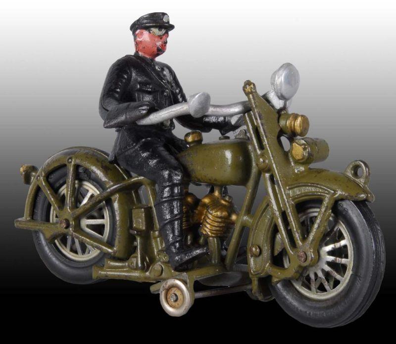 Appraisal: Cast Iron Hubley Harley Motorcycle Toy Description Demountable policeman rider