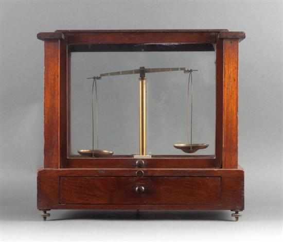 Appraisal: Kohlbusch mahogany and glass cased balance scale late th century