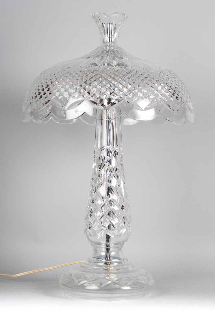 Appraisal: Waterford crystal boudoir lamp two-part lamp with umbrella style shade