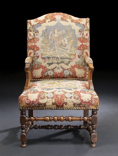 Appraisal: Louis XIII-Style Mahogany Fauteuil third quarter th century the slightly