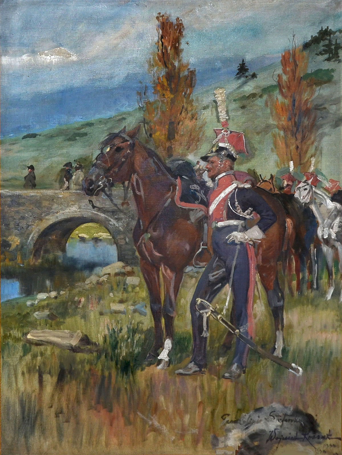 Appraisal: KOSSAK Wojciech Adalbert France Poland - Officer with his horse