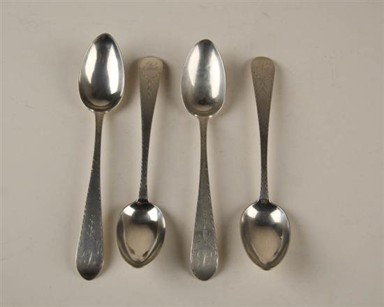 Appraisal: Four Philadelphia Coin Silver Dessert Spoons by John McMullin c