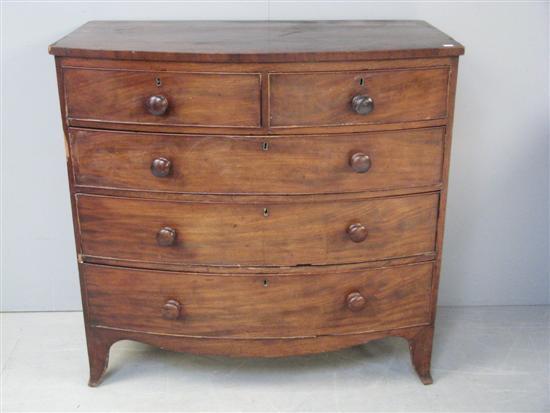 Appraisal: George III mahogany bow fronted chest of two short and