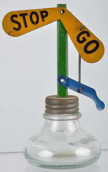 Appraisal: Glass Stop Go Mechanical Candy Container Description Works well Nice