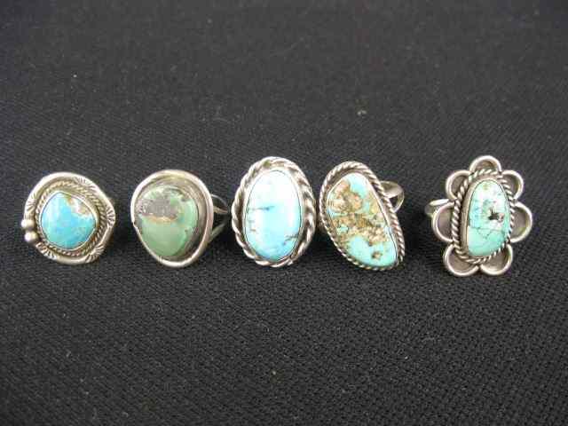 Appraisal: Turquoise Indian Rings all sterling silver