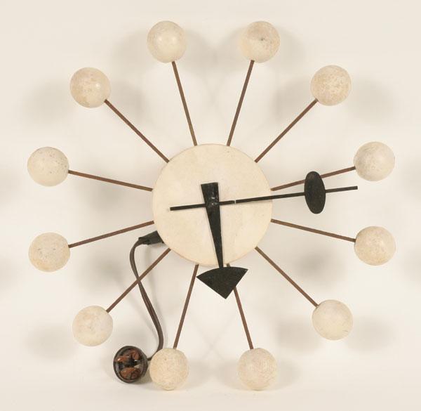 Appraisal: George Nelson for Howard Miller ball clock White lacquered wood