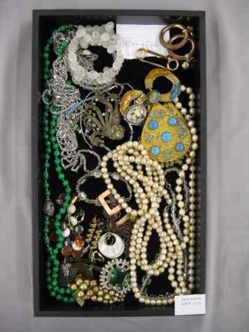 Appraisal: Tray Lot of Estate Costume Jewelry includes signed Bergere faux