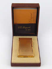 Appraisal: A boxed gold plated S J Dupont cigarette lighter apparently