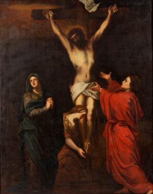 Appraisal: th Century Italian School The Crucifixion with Mary Mary Magdalene