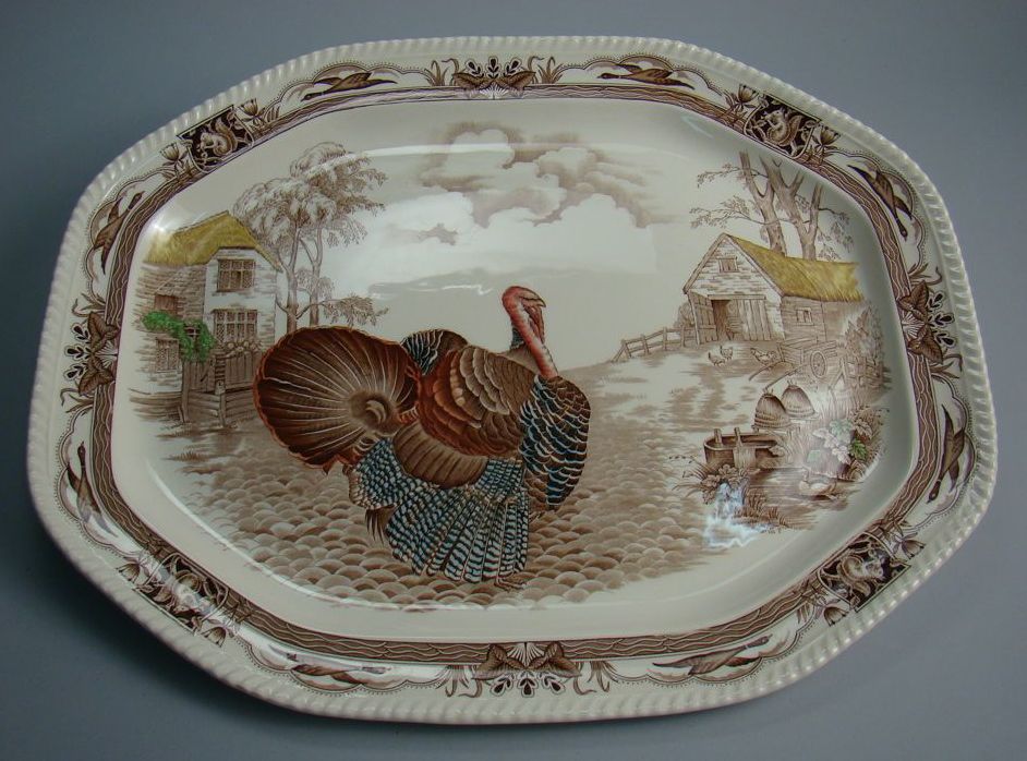 Appraisal: OCTAGONAL POLYCHROME PORCELAIN SERVING PLATTER By The Johnson Brothers in