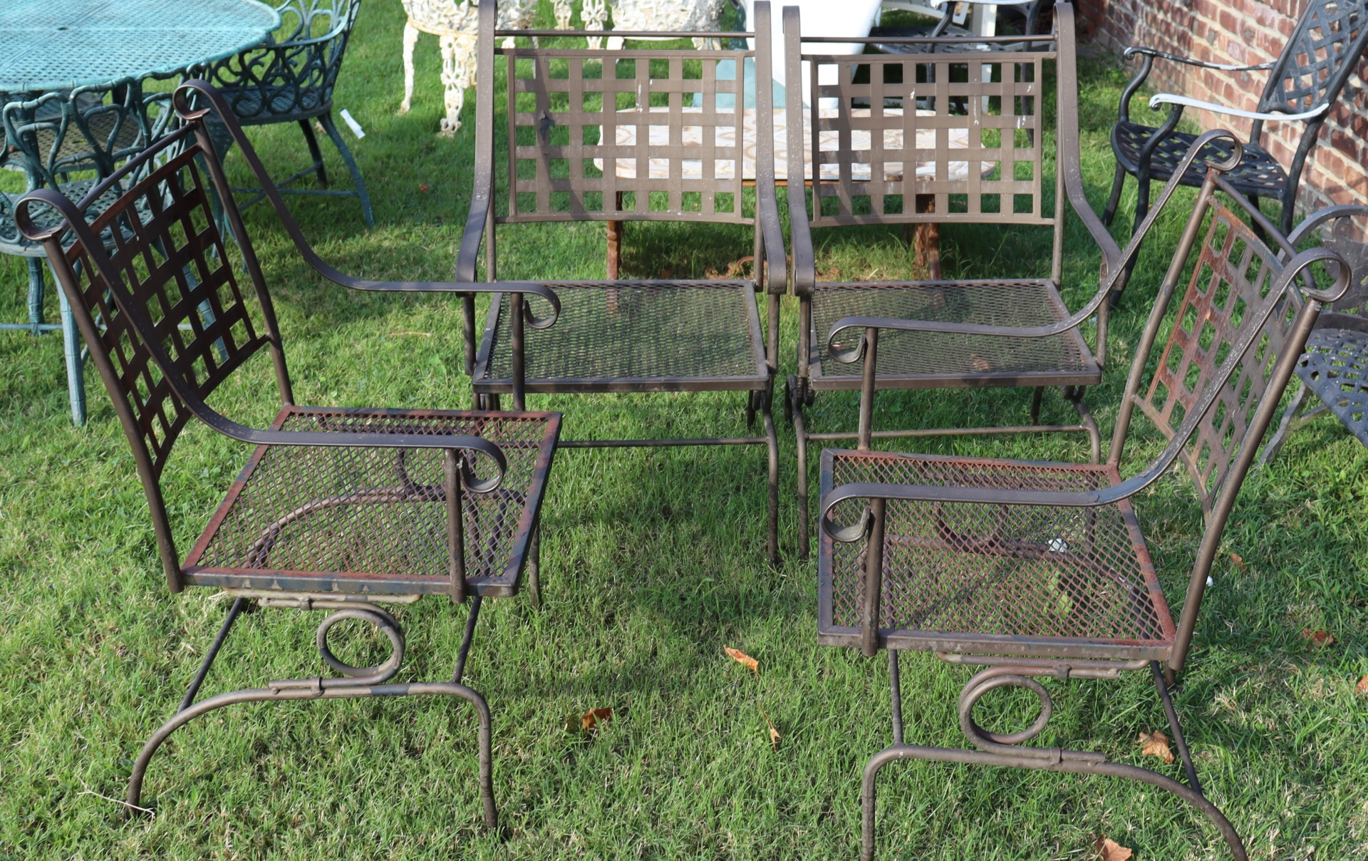 Appraisal: MIDCENTURY METAL CHAIRS Good quality Heavy rockers From a Scarsdale