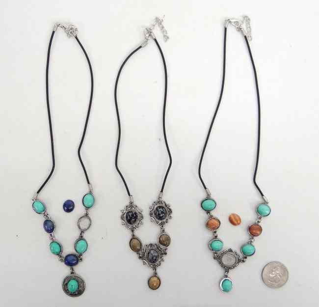 Appraisal: Lot various gemstone necklaces including turqouise Jaspers agates etc