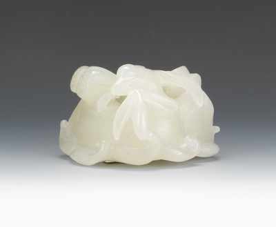 Appraisal: A Carved White Jade Goose Beautifully carved figure of a