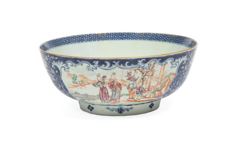 Appraisal: Chinese Export Famille Rose Decorated Blue and White Porcelain Bowl