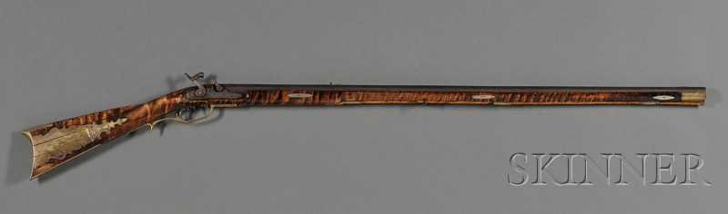 Appraisal: Muzzle-loading Percussion Long Rifle th century octagonal barrel curly maple