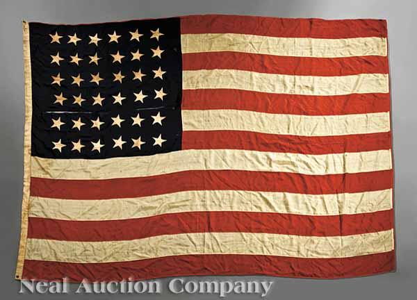 Appraisal: A Large Antique American Thirty-Two Star Wool and Cotton Flag