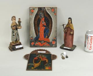 Appraisal: Group Mexican Religious Items Group of Mexican religious items comprising