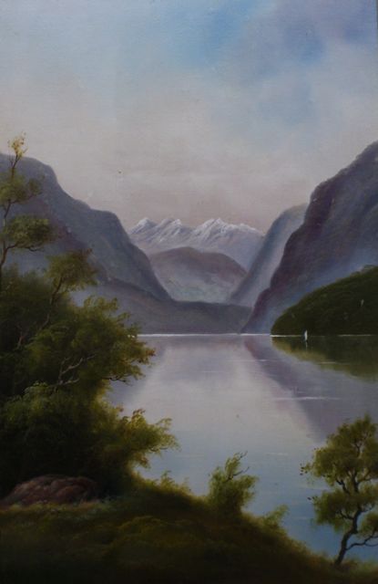 Appraisal: Twentieth Century School Milford Sound oil on card signed 'H