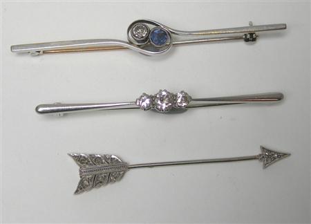 Appraisal: An early th century platinum mounted diamond set bar brooch