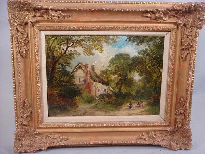 Appraisal: European School th c Cottage Scene x o board nice