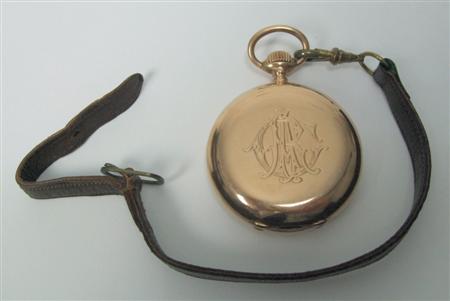 Appraisal: An ct gold hunter cased pocket watch the white enamel