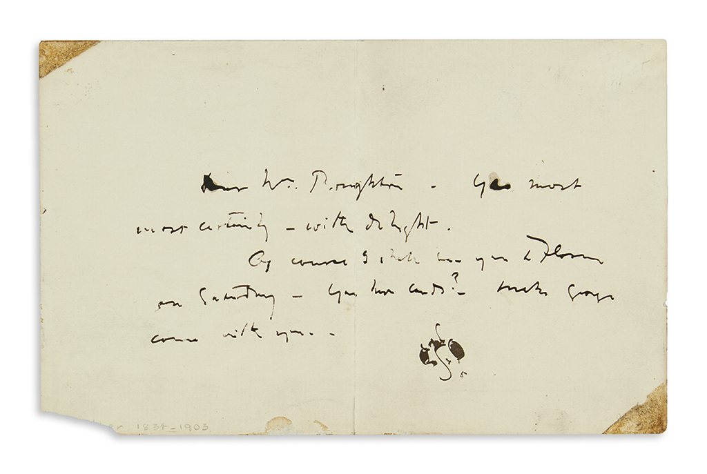 Appraisal: WHISTLER JAMES ABBOTT MCNEILL Brief Autograph Letter Signed with his