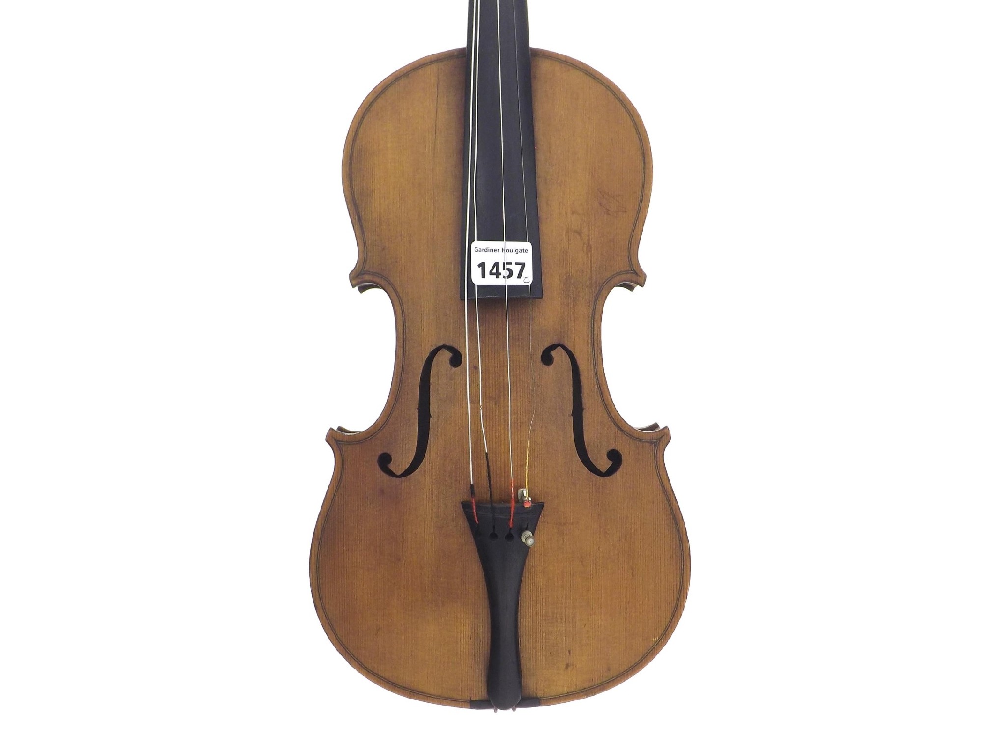 Appraisal: English violin of the Voigt School with unusual finial carved