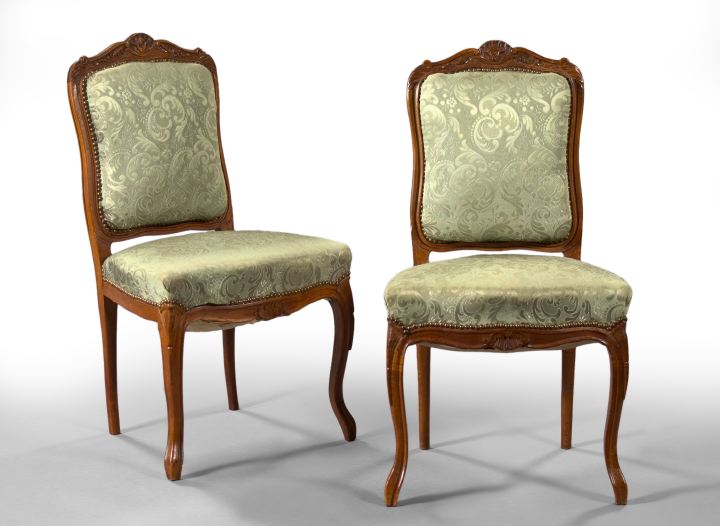 Appraisal: Pair of Louis XV-Style Mahogany Sidechairs each with a shell-