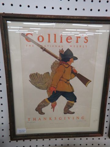 Appraisal: Maxfield Parrish print Thanksgiving for Collier's magazine image area x